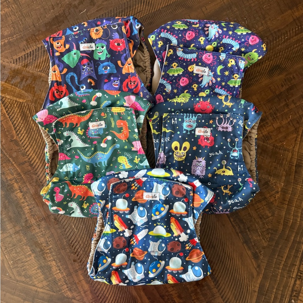 Space & Monster Print Cloth Diapers for Large Dogs